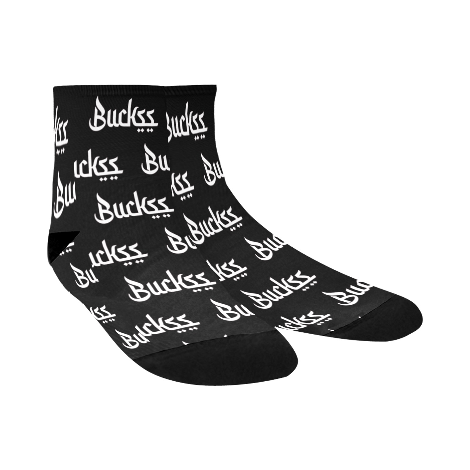 Buckss ankles white on black update Quarter Socks