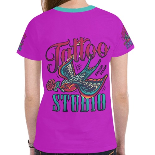 Tattoo Studio Collectable Fly New All Over Print T-shirt for Women (Model T45)