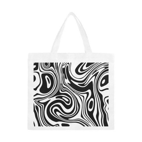 Black and White Marble Canvas Tote Bag/Large (Model 1702)