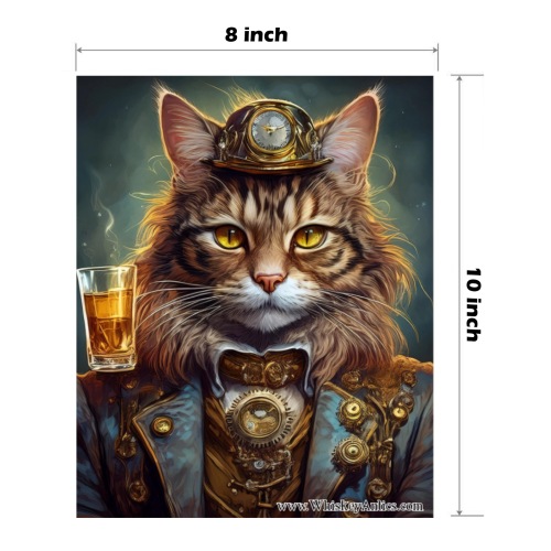 Steam Punk Cat 3 Wood Print 8"x10"