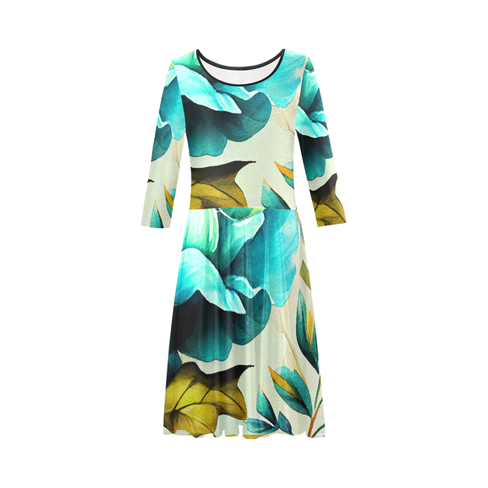 flowers botanic art (3) dress fashion Tethys Half-Sleeve Skater Dress(Model D20)