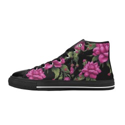 R&RH Fushia Roses Women's Classic High Top Canvas Shoes (Model 017)
