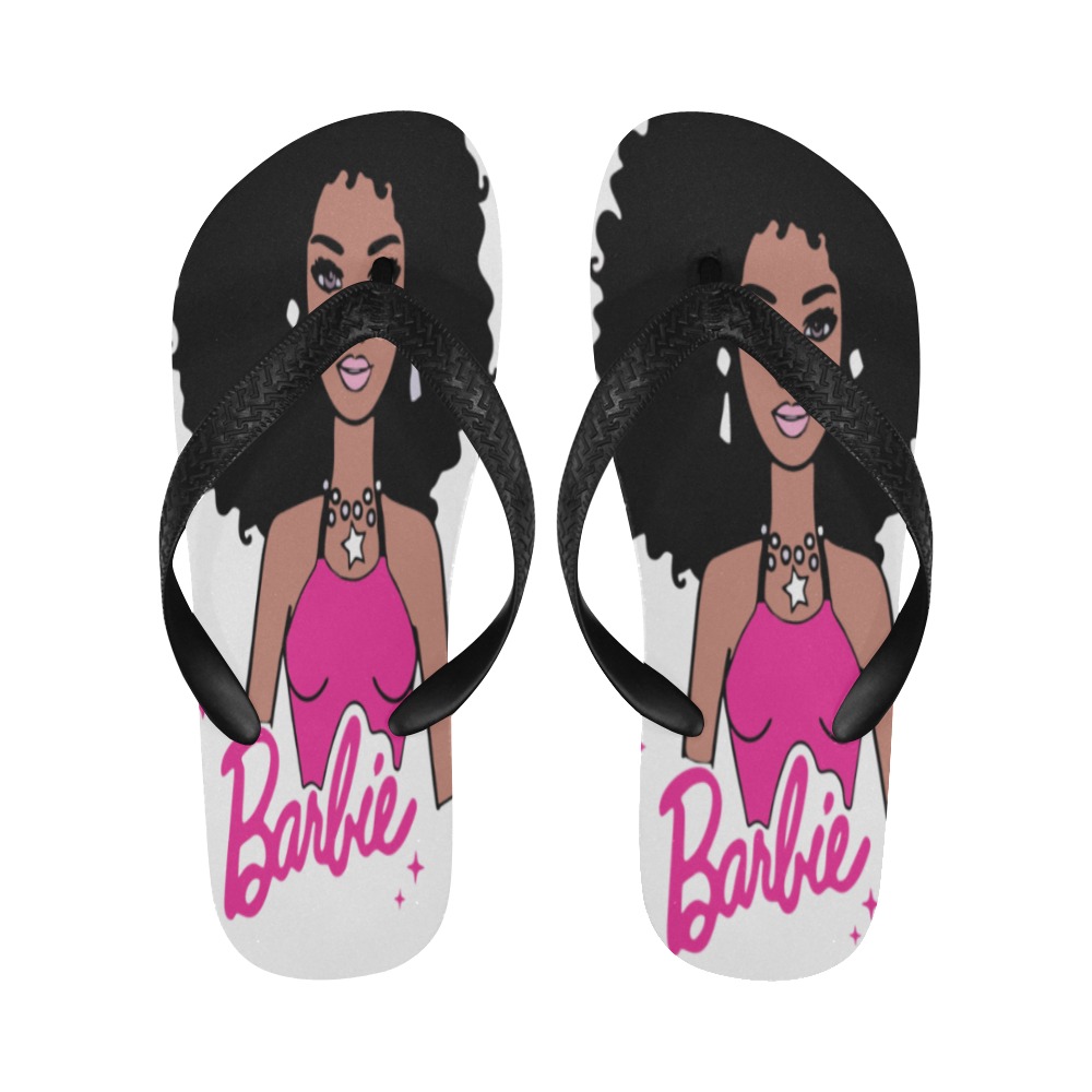 Afro Barbie Slippers Adults Flip Flops for Men/Women (Model 040)