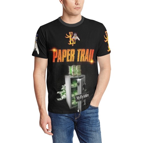 Paper Trail Collectable Fly Men's All Over Print T-Shirt (Solid Color Neck) (Model T63)