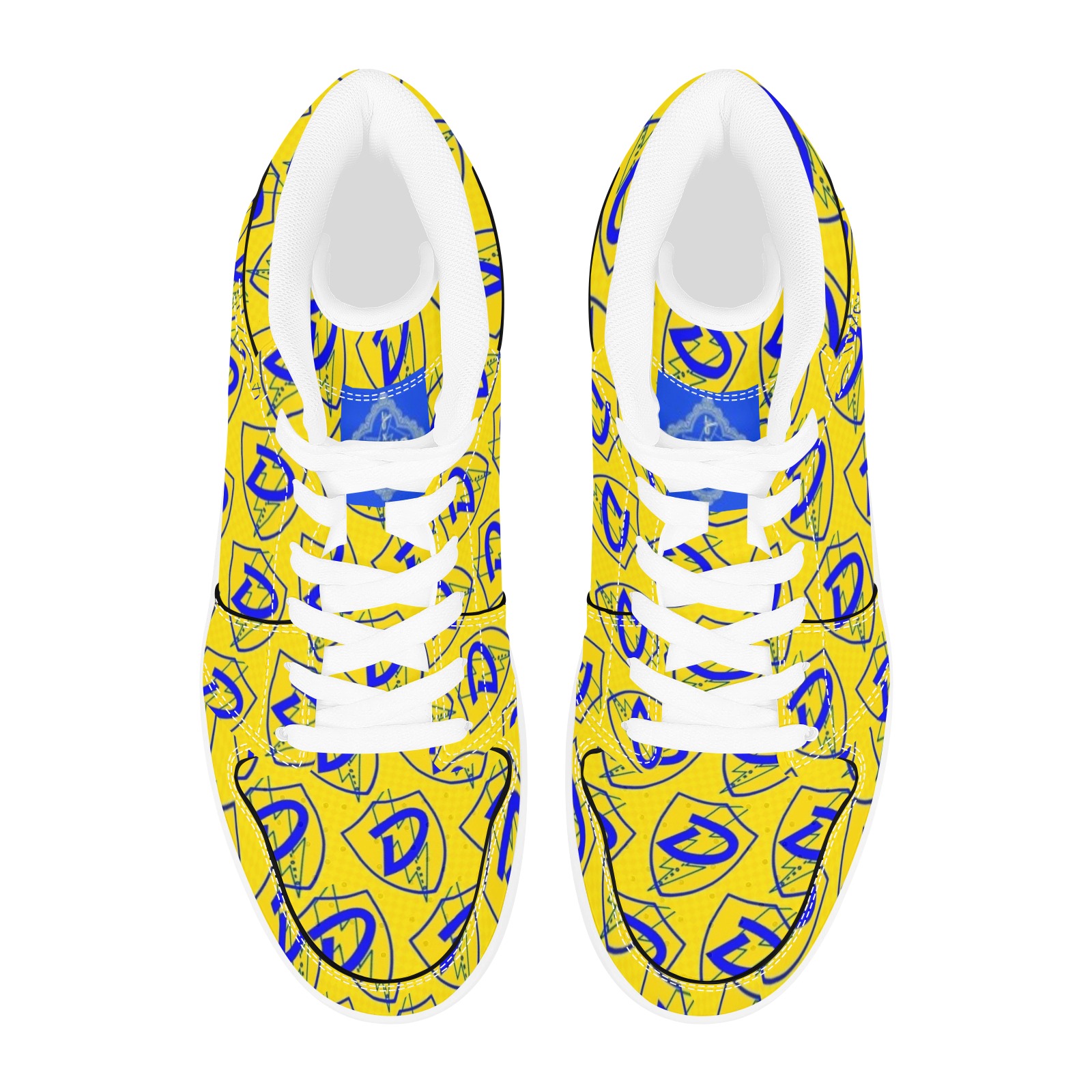 DIONIO - Yellow & Blue Repeat High-Top Basketball  Sneakers (Yellow & Blue D Shield Logo) Unisex High Top Sneakers (Model 20042)