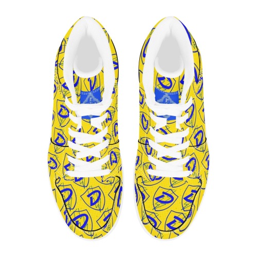 DIONIO - Yellow & Blue Repeat High-Top Basketball  Sneakers (Yellow & Blue D Shield Logo) Unisex High Top Sneakers (Model 20042)