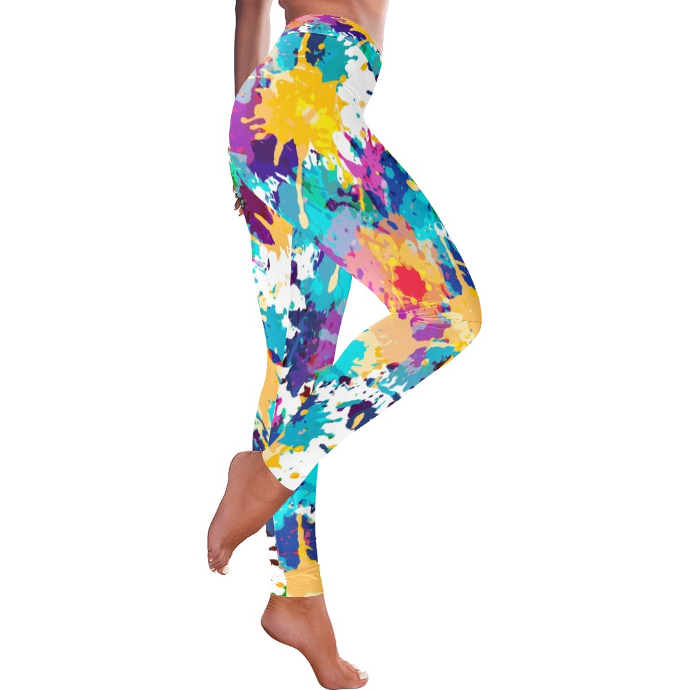 Watercolor stains Collectable Fly Women's Low Rise Leggings (Invisible Stitch) (Model L05)