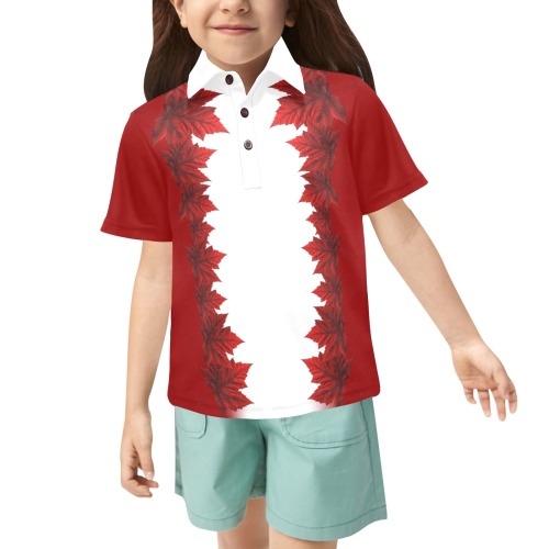 Girl's Canada Maple Leaf Golf Shirts Little Girls' All Over Print Polo Shirt (Model T55)