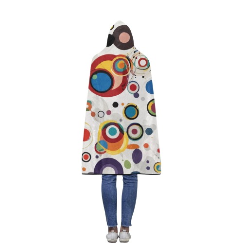 Colorful round shapes on white background art. Flannel Hooded Blanket 50''x60''