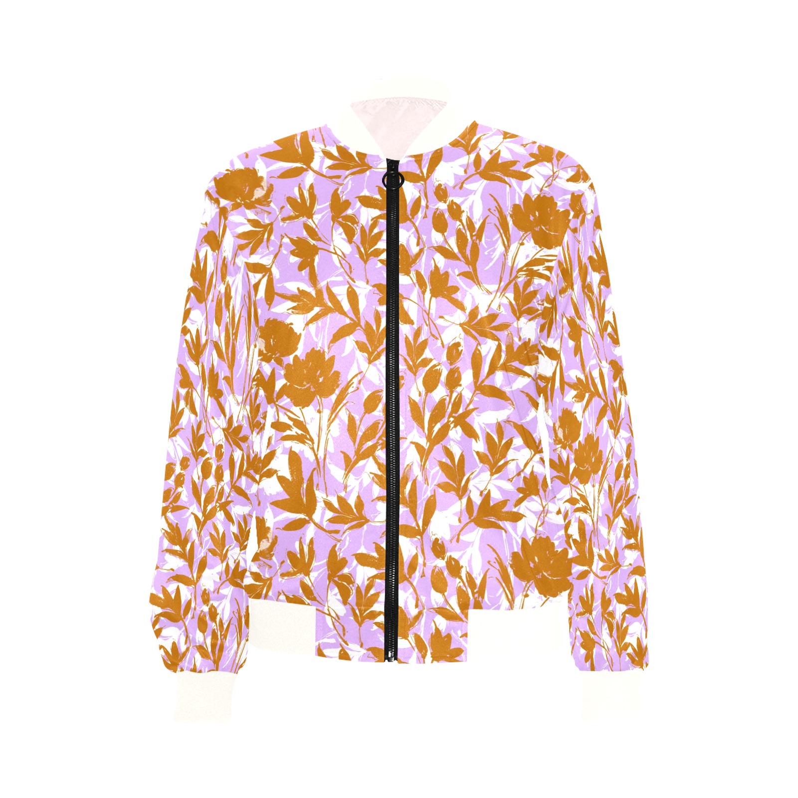 Orange garden on lavender-2 All Over Print Bomber Jacket for Women (Model H36)