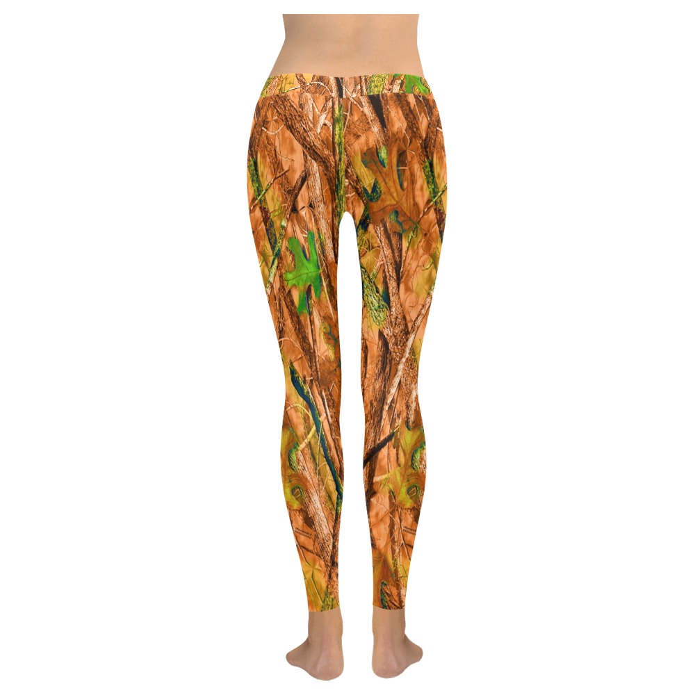 NOMON - Field to Stream to Couch - Enhanced Camo Women's Low Rise Leggings (Invisible Stitch) (Model L05)