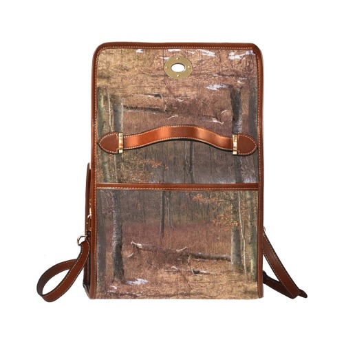 Falling tree in the woods Waterproof Canvas Bag-Brown (All Over Print) (Model 1641)