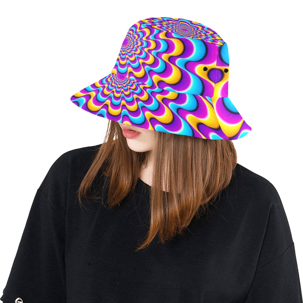 Colorful spirals. Optical expansion illusion.Bucket hat All Over Print Bucket Hat
