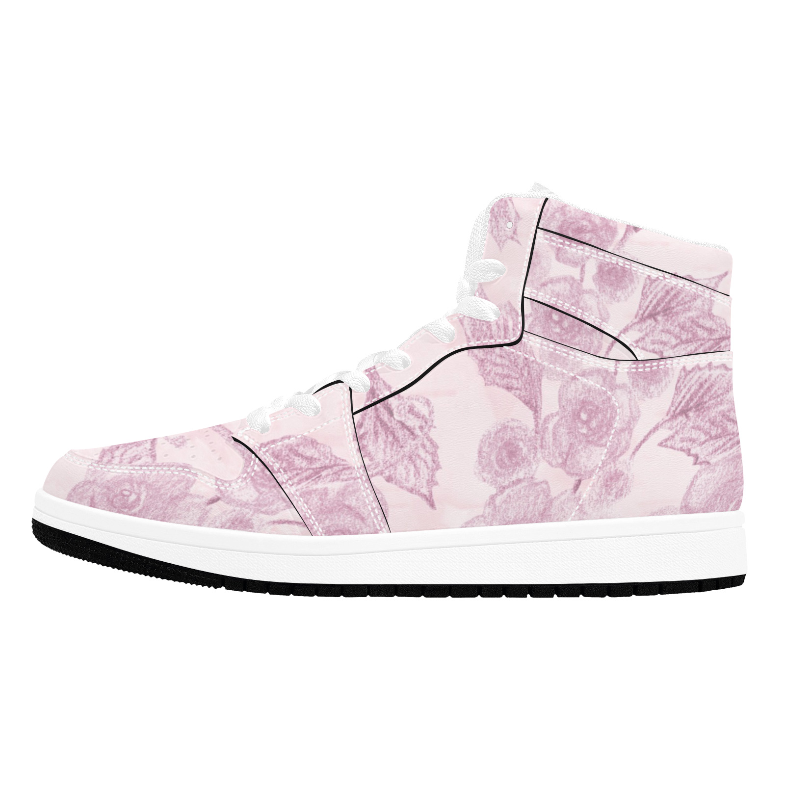 pink floral Men's High Top Sneakers (Model 20042)