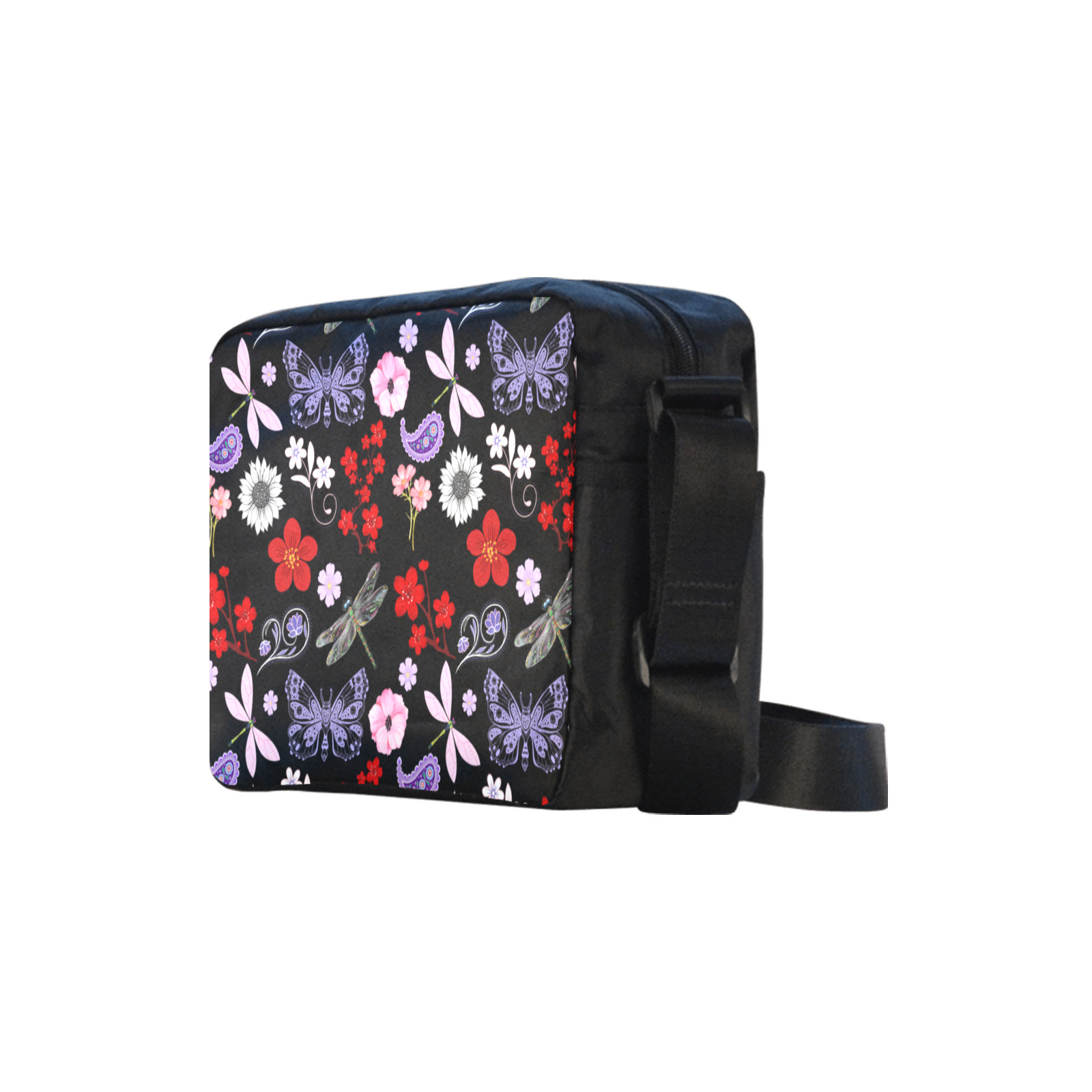 Black, Red, Pink, Purple, Dragonflies, Butterfly and Flowers Classic Cross-body Nylon Bags (Model 1632)