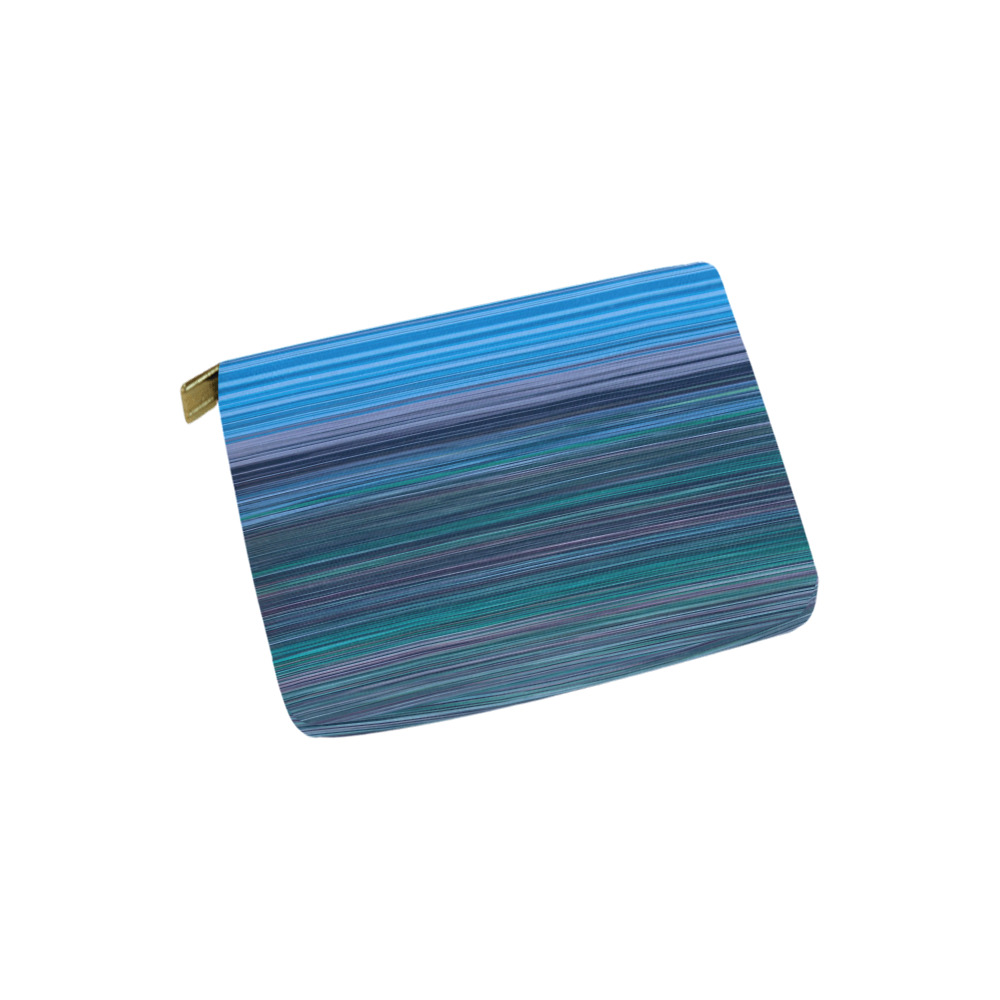Abstract Blue Horizontal Stripes Carry-All Pouch 6''x5''