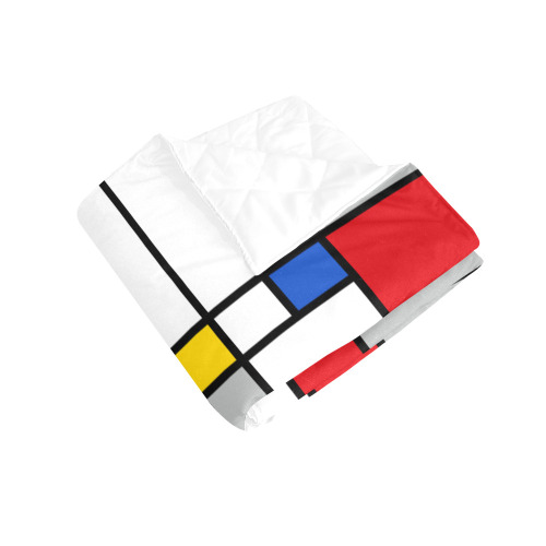 Geometric Retro Mondrian Style Color Composition Quilt 40"x50"