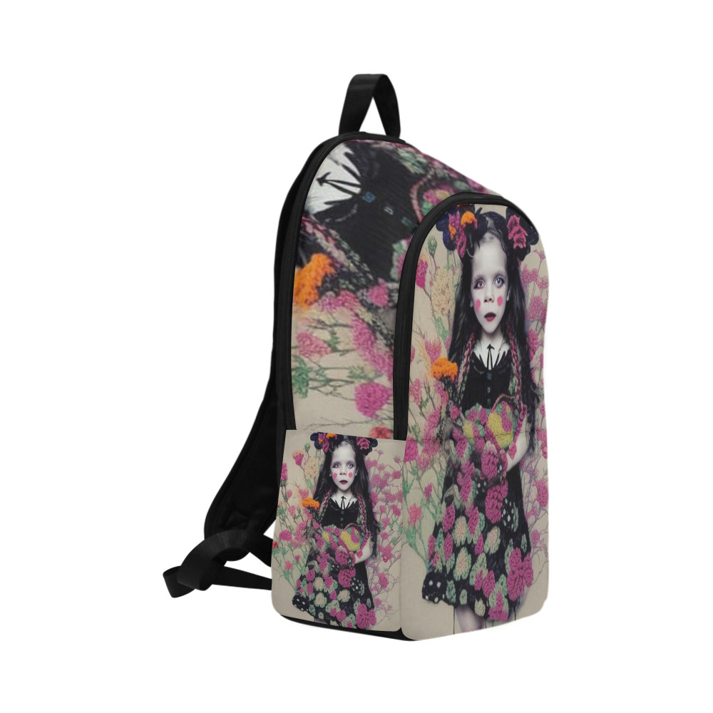 red cheeked girl with flowers Fabric Backpack for Adult (Model 1659)