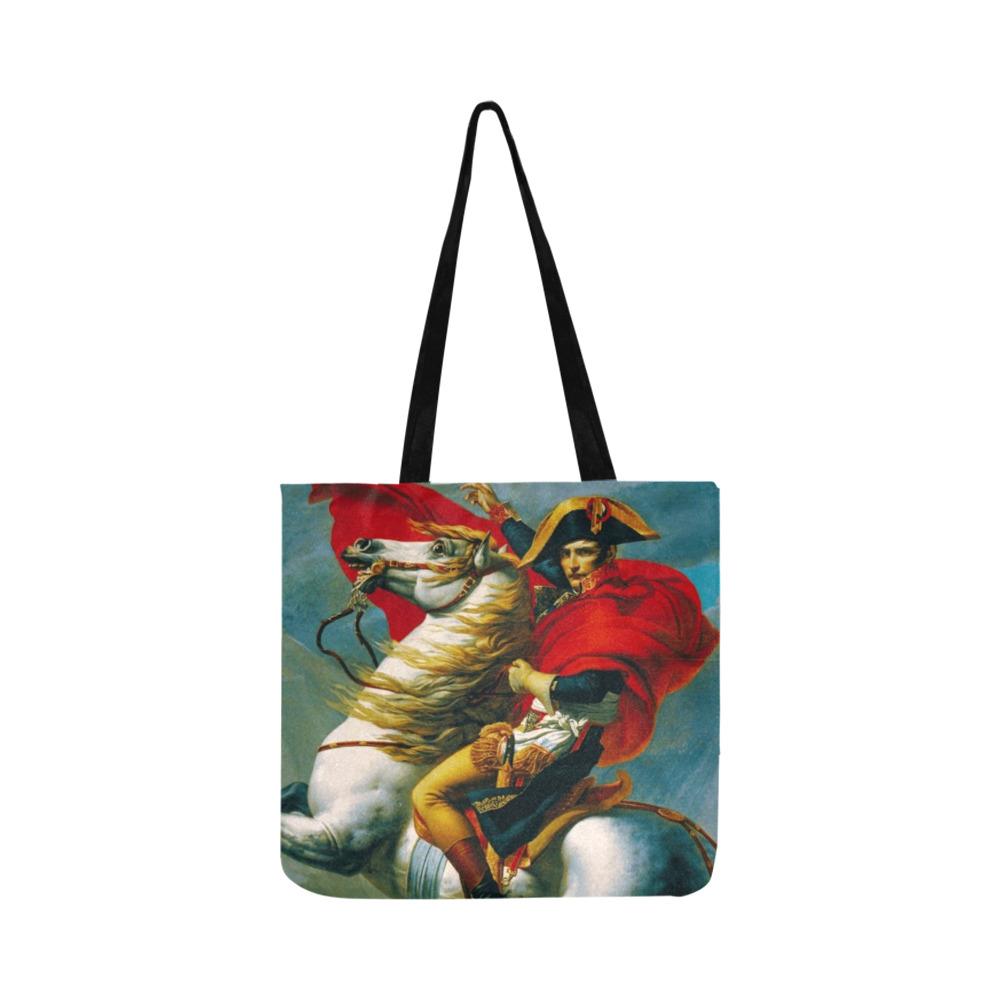 First Remastered Version of Napoleon Crossing The Alps by Jacques-Louis David Reusable Shopping Bag Model 1660 (Two sides)