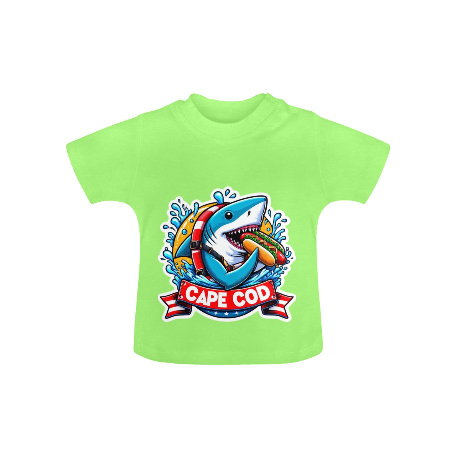 CAPE COD-GREAT WHITE EATING HOT DOG Baby Classic T-Shirt (Model T30)