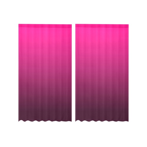 gradiant-pattern dark pink Gauze Curtain 28"x63" (Two-Piece)