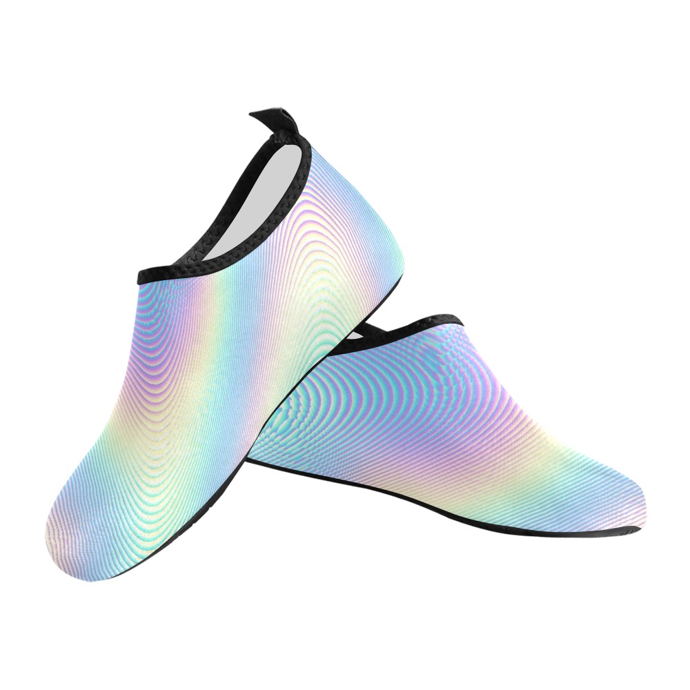 Holographic Rainbow Prints Men's Slip-On Water Shoes (Model 056)