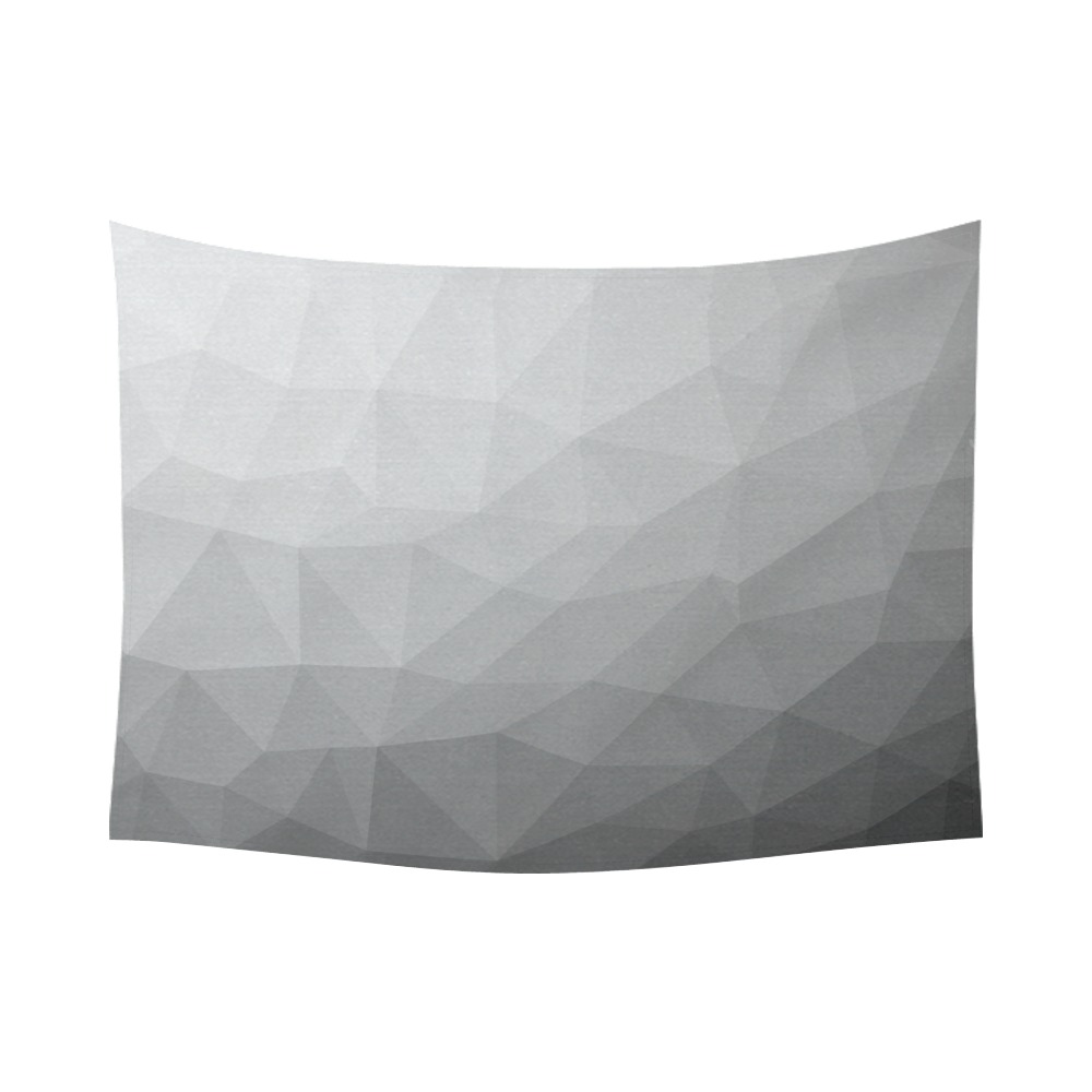 Grey Gradient Geometric Mesh Pattern Cotton Linen Wall Tapestry 80"x 60"