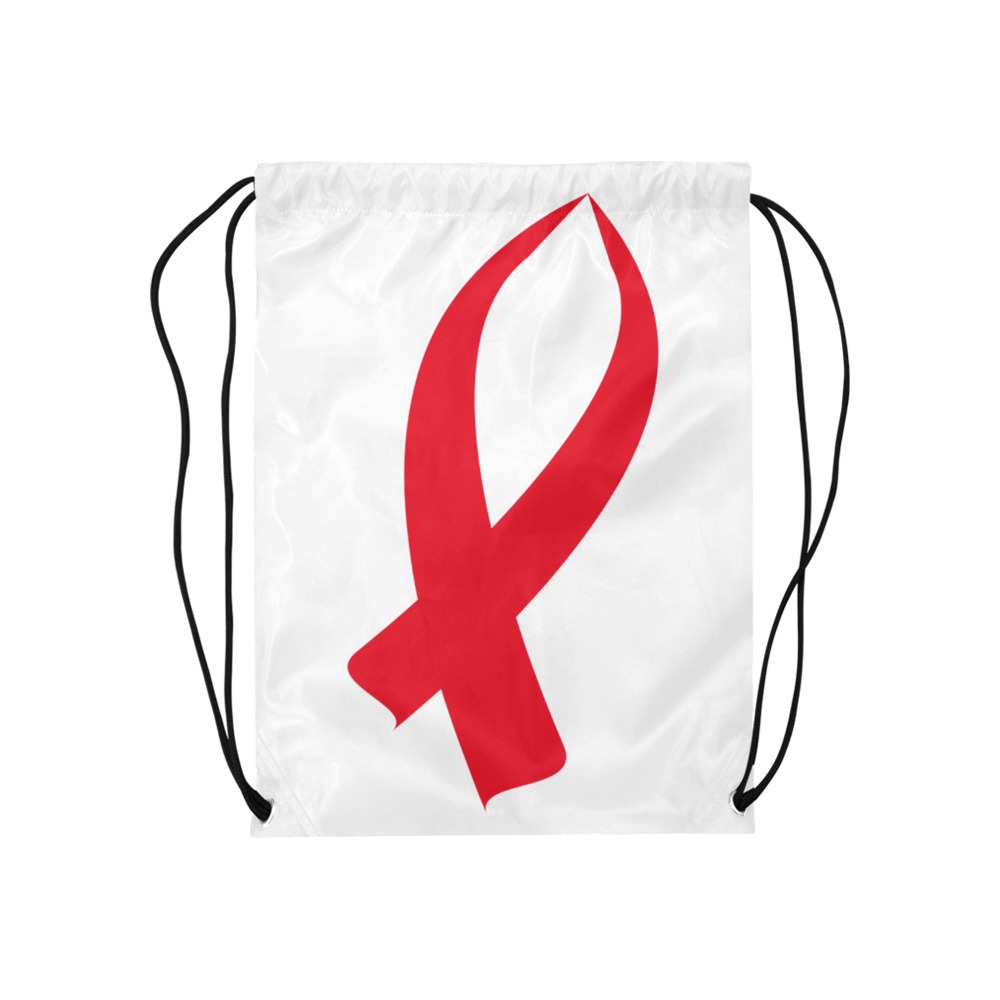 Awareness Ribbon (Red) Medium Drawstring Bag Model 1604 (Twin Sides) 13.8"(W) * 18.1"(H)