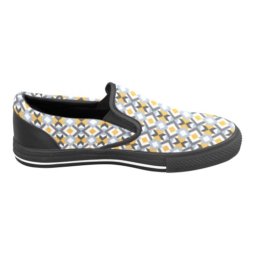Retro Angles Abstract Geometric Pattern Women's Slip-on Canvas Shoes (Model 019)