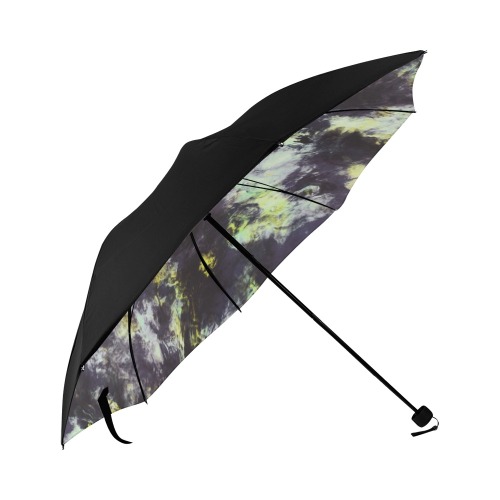 Green and black colorful marbling Anti-UV Foldable Umbrella (Underside Printing) (U07)