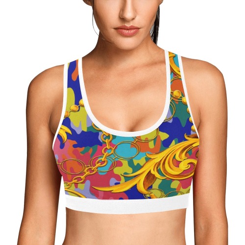 Colorful Camo, Exclusive Collectable Fly Women's All Over Print Sports Bra (Model T52)