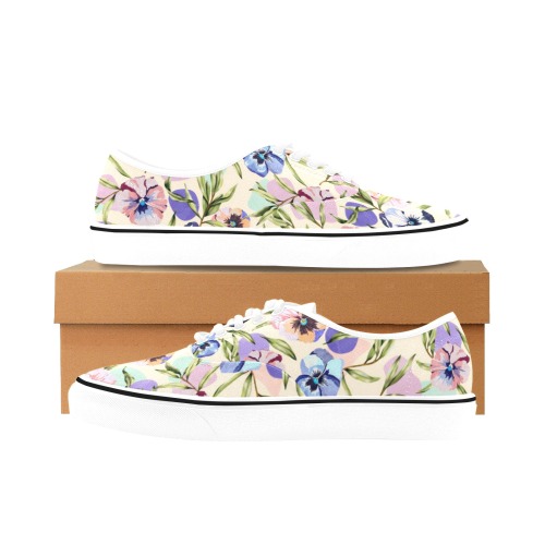 Beautiful tropical garden pastel colors Classic Men's Canvas Low Top Shoes (Model E001-4)
