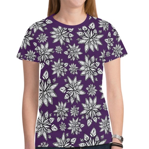 Creekside Floret pattern purple New All Over Print T-shirt for Women (Model T45)