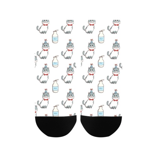 Cute Cats And Milk Pattern Women's Ankle Socks