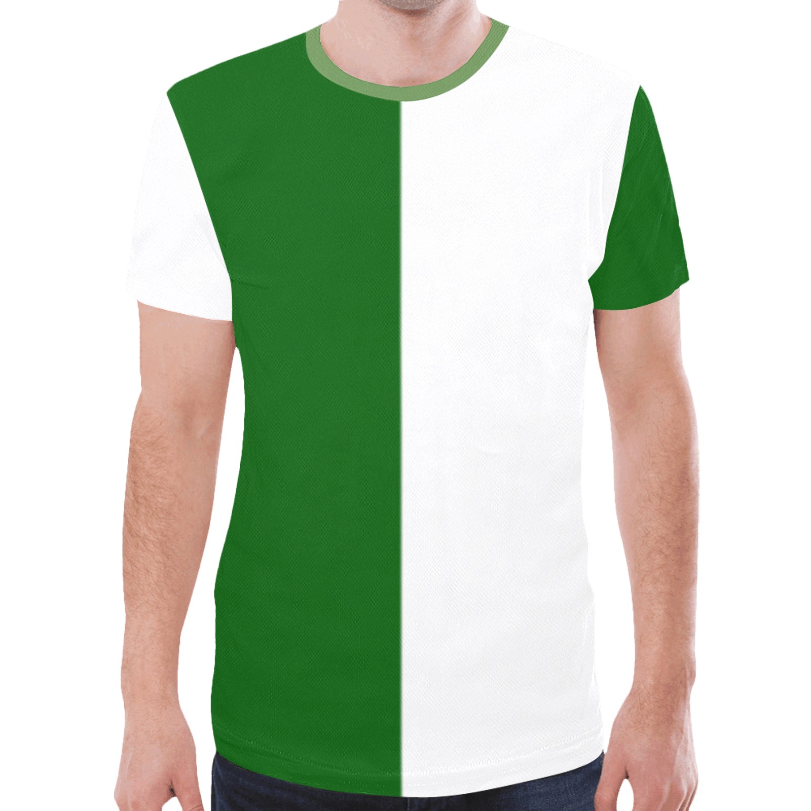 dkgreenwhitehalf2 New All Over Print T-shirt for Men (Model T45)