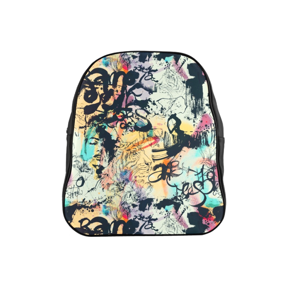 Graffiti-colorful School Backpack (Model 1601)(Small)