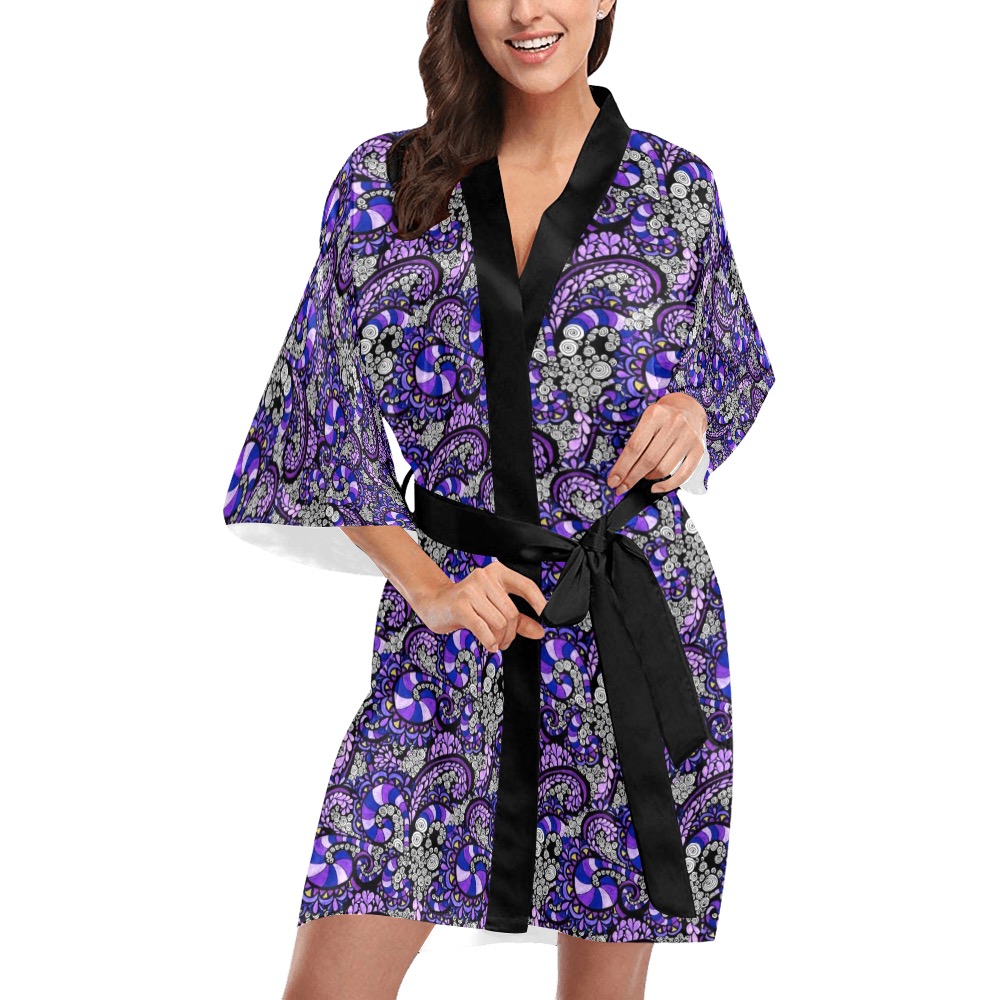 Purple Pulse - Small Pattern Kimono Robe