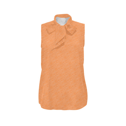 Peach Powder Women's Bow Tie V-Neck Sleeveless Shirt (Model T69)