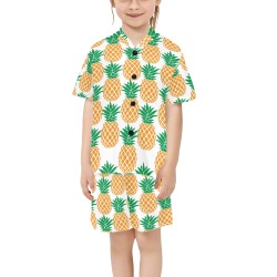 Pineapples Little Girls' V-Neck Short Pajama Set