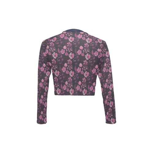 Pink-Purple Floral Vintage Long Sleeve Bikini Top (Model S27)