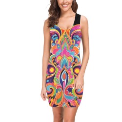 Abstract Retro Hippie Paisley Floral Medea Vest Dress (Model D06)