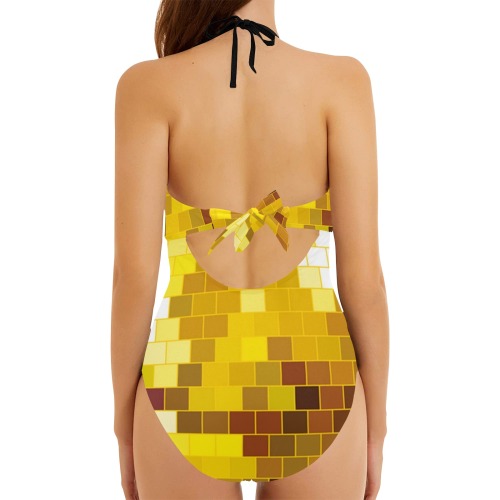 DISCO BALL 2 Backless Hollow Out Bow Tie Swimsuit (Model S17)