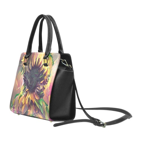 sunflower_TradingCard Rivet Shoulder Handbag (Model 1645)