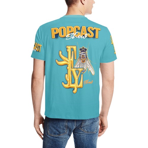 Popcast Show Collectable Fly Men's All Over Print T-Shirt (Solid Color Neck) (Model T63)