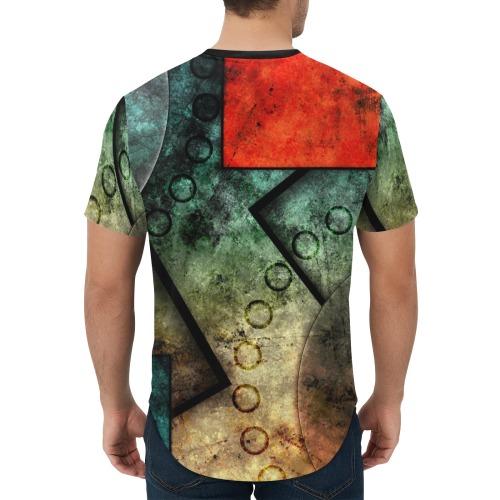 ORGANIZEDCHAOS Men's All Over Print Curved Hem T-Shirt (Model T76)