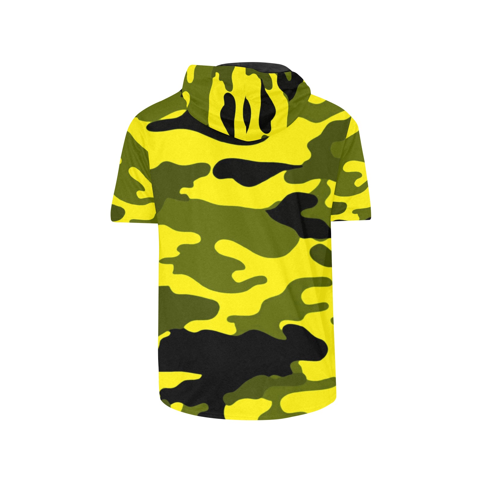 RR Men's Cooling Performance Short Sleeve Hooded Tee - Yellow Camo All Over Print Short Sleeve Hoodie for Men (Model H32)