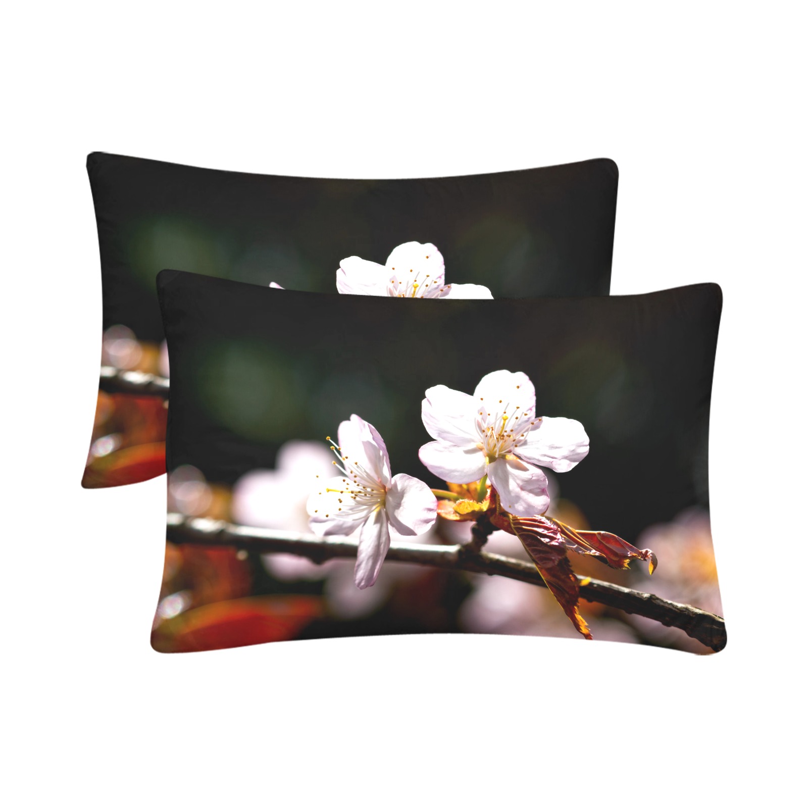 Sunlit sakura flowers. Play of light and shadows. Custom Pillow Case 20"x 30" (One Side) (Set of 2)