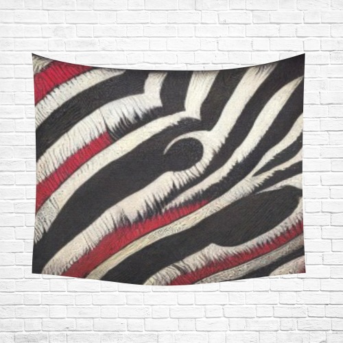 zebra print 2 Cotton Linen Wall Tapestry 60"x 51"