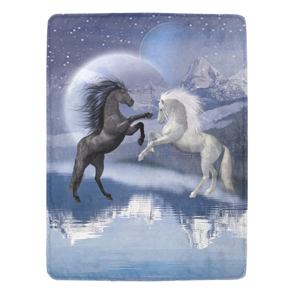 Horses and Moon Ultra-Soft Micro Fleece Blanket 60"x80"