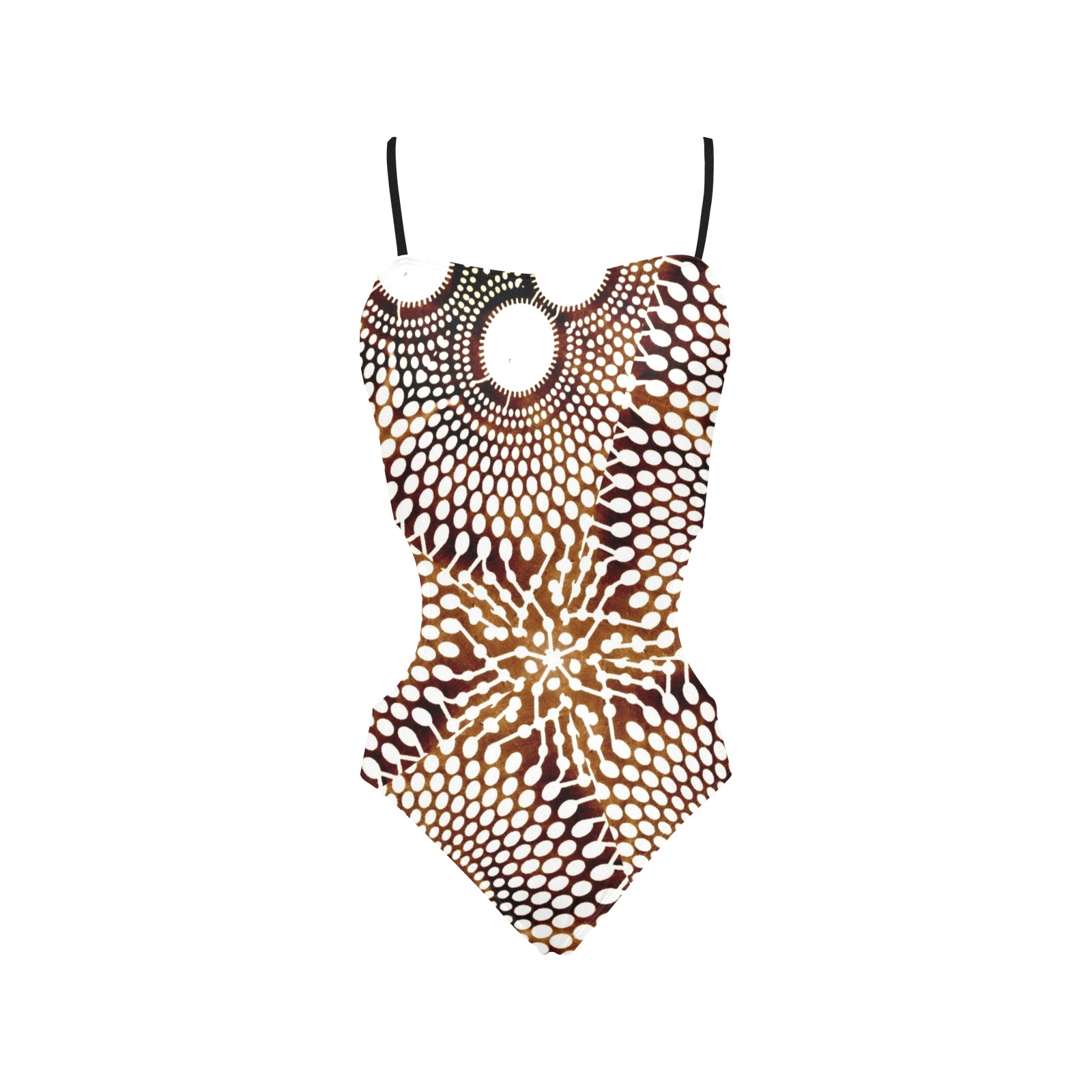 AFRICAN PRINT PATTERN 4 Spaghetti Strap Cut Out Sides Swimsuit (Model S28)